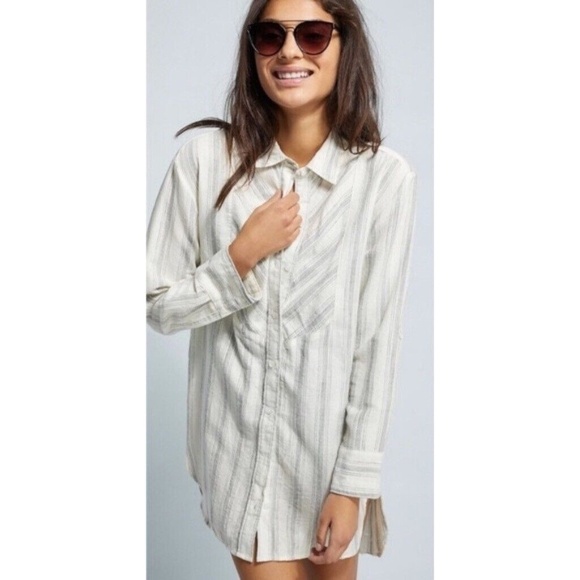 NWT!! Anthropologie LILKA Windrift Stripe Button Down Shirt Top Cotton X-Small - Picture 5 of 13